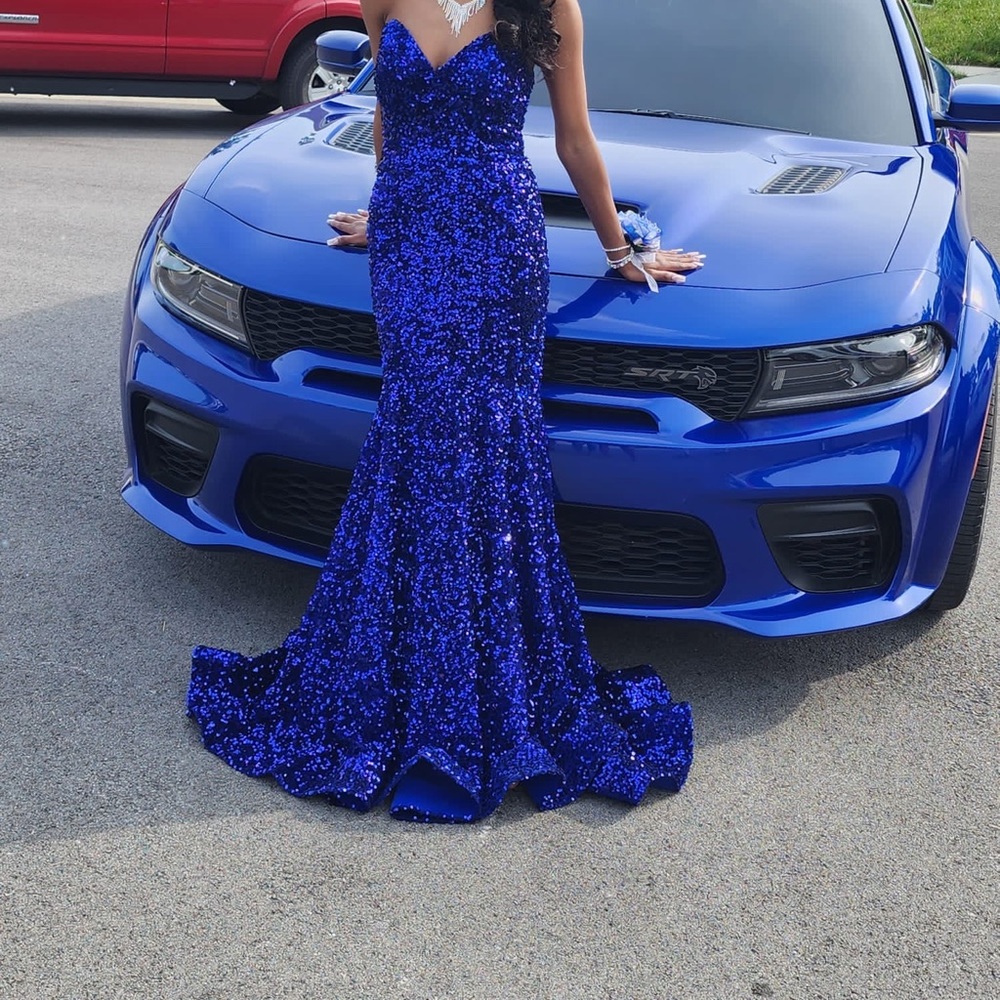Elegant Blue Sequin Gown
